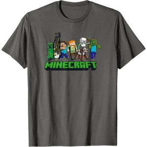 imageMinecraft UnisexAdults Kids TShirt Skeleton Grey Small Short Sleeve Crew Neck Modern Graphic Design LightweightAsphalt Grey