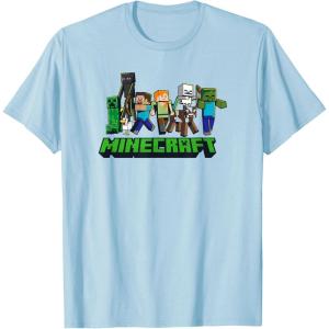 imageMinecraft UnisexAdults Kids TShirt Skeleton Grey Small Short Sleeve Crew Neck Modern Graphic Design LightweightBaby Blue