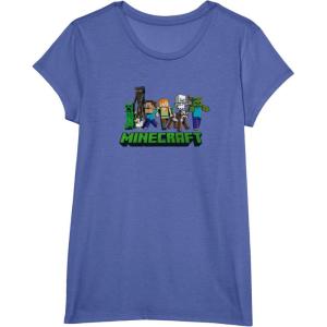 imageMinecraft UnisexAdults Kids TShirt Skeleton Grey Small Short Sleeve Crew Neck Modern Graphic Design LightweightBright Blue Heather