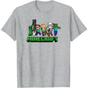 imageMinecraft UnisexAdults Kids TShirt Skeleton Grey Small Short Sleeve Crew Neck Modern Graphic Design LightweightHeather Grey