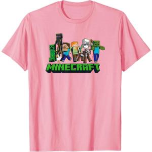 imageMinecraft UnisexAdults Kids TShirt Skeleton Grey Small Short Sleeve Crew Neck Modern Graphic Design LightweightPink