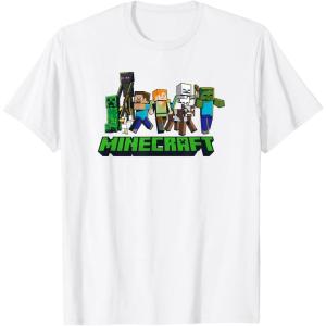 imageMinecraft UnisexAdults Kids TShirt Skeleton Grey Small Short Sleeve Crew Neck Modern Graphic Design LightweightWhite