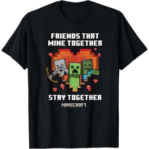 imageMinecraft Valentines Day Friends That Mine Together Mobs TShirtBlack