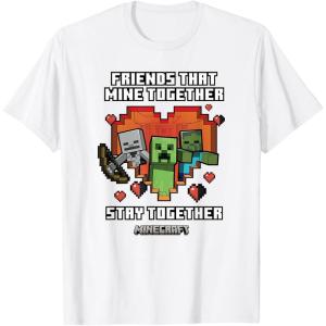 imageMinecraft Valentines Day Friends That Mine Together Mobs TShirtWhite