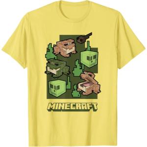 imageMinecraft Wild Frogs And Slimes Hanging Around In Swamp TShirtLemon Yellow