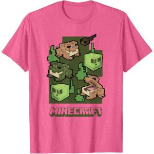 imageMinecraft Wild Frogs And Slimes Hanging Around In Swamp TShirtPink Heather