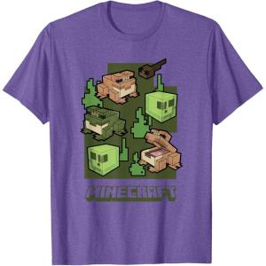 imageMinecraft Wild Frogs And Slimes Hanging Around In Swamp TShirtPurple Heather