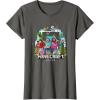 imageA Minecraft Movie Main Characters Group Shot Cartoon Style TShirtAsphalt Grey