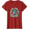 imageA Minecraft Movie Main Characters Group Shot Cartoon Style TShirtCranberry Red