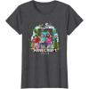 imageA Minecraft Movie Main Characters Group Shot Cartoon Style TShirtDark Heather Grey