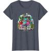 imageA Minecraft Movie Main Characters Group Shot Cartoon Style TShirtHeather Blue