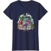 imageA Minecraft Movie Main Characters Group Shot Cartoon Style TShirtNavy Blue