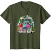 imageA Minecraft Movie Main Characters Group Shot Cartoon Style TShirtOlive Green