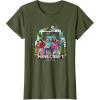 imageA Minecraft Movie Main Characters Group Shot Cartoon Style TShirtOlive Green