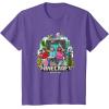 imageA Minecraft Movie Main Characters Group Shot Cartoon Style TShirtPurple Heather