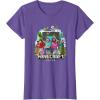imageA Minecraft Movie Main Characters Group Shot Cartoon Style TShirtPurple Heather