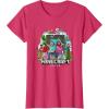 imageA Minecraft Movie Main Characters Group Shot Cartoon Style TShirtRed Heather