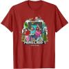 imageA Minecraft Movie Main Characters Group Shot Cartoon Style TShirtCranberry Red