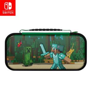 imagePDP REALMz Nintendo Switch Travel Case Plus GLOW with Wrist Strap Builtin Stand ampamp Game Storage Pockets Officially Licensed Minecraft Forest Battle Glow in the DarkMinecraft Forest Battle