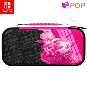 imagePDP REALMz Nintendo Switch Travel Case Plus GLOW with Wrist Strap Builtin Stand ampamp Game Storage Pockets Officially Licensed Minecraft Forest Battle Glow in the DarkGrand Prix Peach Glow