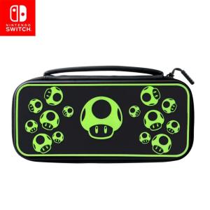imagePDP REALMz Nintendo Switch Travel Case Plus GLOW with Wrist Strap Builtin Stand ampamp Game Storage Pockets Officially Licensed Minecraft Forest Battle Glow in the DarkMario 1UP GLOW