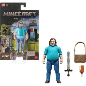 imageMattel Minecraft Action Figure ampamp Accessories Set 4inch Steve Posable Character Collectible Inspired by A Minecraft MovieSteve