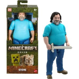 imageMattel Minecraft LargeScale Action Figure 12inch Posable Creeper Toy Collectible Inspired by A Minecraft MovieSteve