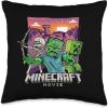 imageA Minecraft Movie Skeleton Zombie ampamp Creeper Cartoon Style Throw Pillow16x16