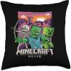 imageA Minecraft Movie Skeleton Zombie ampamp Creeper Cartoon Style Throw Pillow18x18