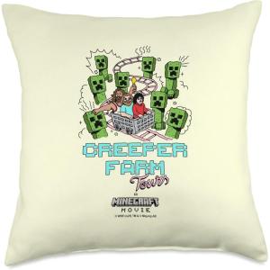 imageA Minecraft Movie Creeper Farm Tour Cartoon Style Design Throw Pillow18x18