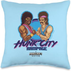 imageA Minecraft Movie Hunk City Rampage Powerful 90s Logo Throw Pillow16x16