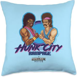 imageA Minecraft Movie Hunk City Rampage Powerful 90s Logo Throw Pillow18x18