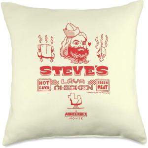 imageA Minecraft Movie Steves Lava Chicken Restaurant Logo Throw Pillow18x18