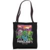 imageA Minecraft Movie Skeleton Zombie ampamp Creeper Cartoon Style Tote Bag