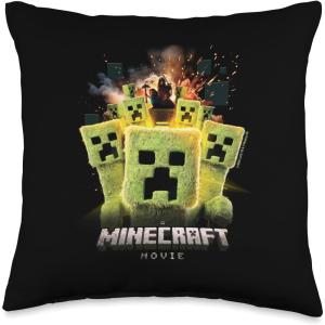 imageA Minecraft Movie Group Of Creepers Surrounding The Gang Throw Pillow16x16