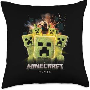 imageA Minecraft Movie Group Of Creepers Surrounding The Gang Throw Pillow18x18
