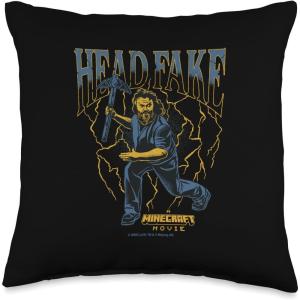 imageA Minecraft Movie Head Fake Steve Thunder And Metal Portrait Throw Pillow16x16