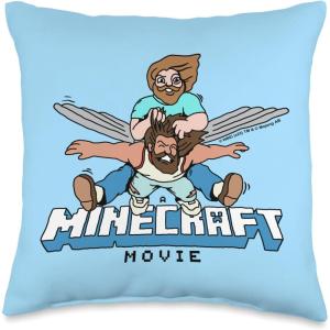 imageA Minecraft Movie Steve And Garret Flying Using Elytras Throw Pillow16x16