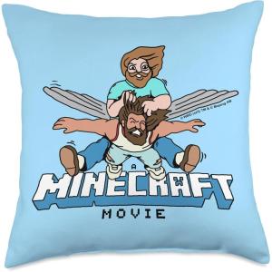 imageA Minecraft Movie Steve And Garret Flying Using Elytras Throw Pillow18x18
