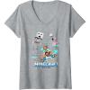 imageWomens A Minecraft Movie Steve And Garret Escape Using Elytras VNeck TShirtHeather Grey