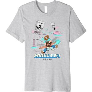 imageA Minecraft Movie Steve And Garret Escape Using Elytras Premium TShirtHeather Grey