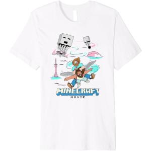 imageA Minecraft Movie Steve And Garret Escape Using Elytras Premium TShirtWhite