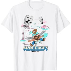 imageA Minecraft Movie Steve And Garret Escape Using Elytras TShirtWhite