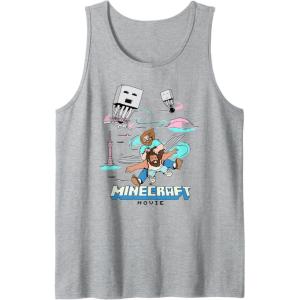 imageA Minecraft Movie Steve And Garret Escape Using Elytras Tank TopHeather Grey