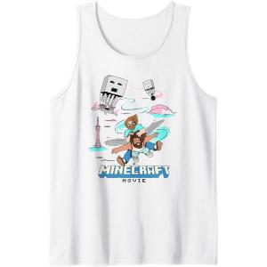 imageA Minecraft Movie Steve And Garret Escape Using Elytras Tank TopWhite