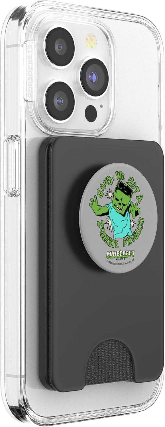 imageA Minecraft Movie Gang We Got A Zombie Problem Cartoon Style PopSockets Adhesive PopGripMagnetic PopWallet