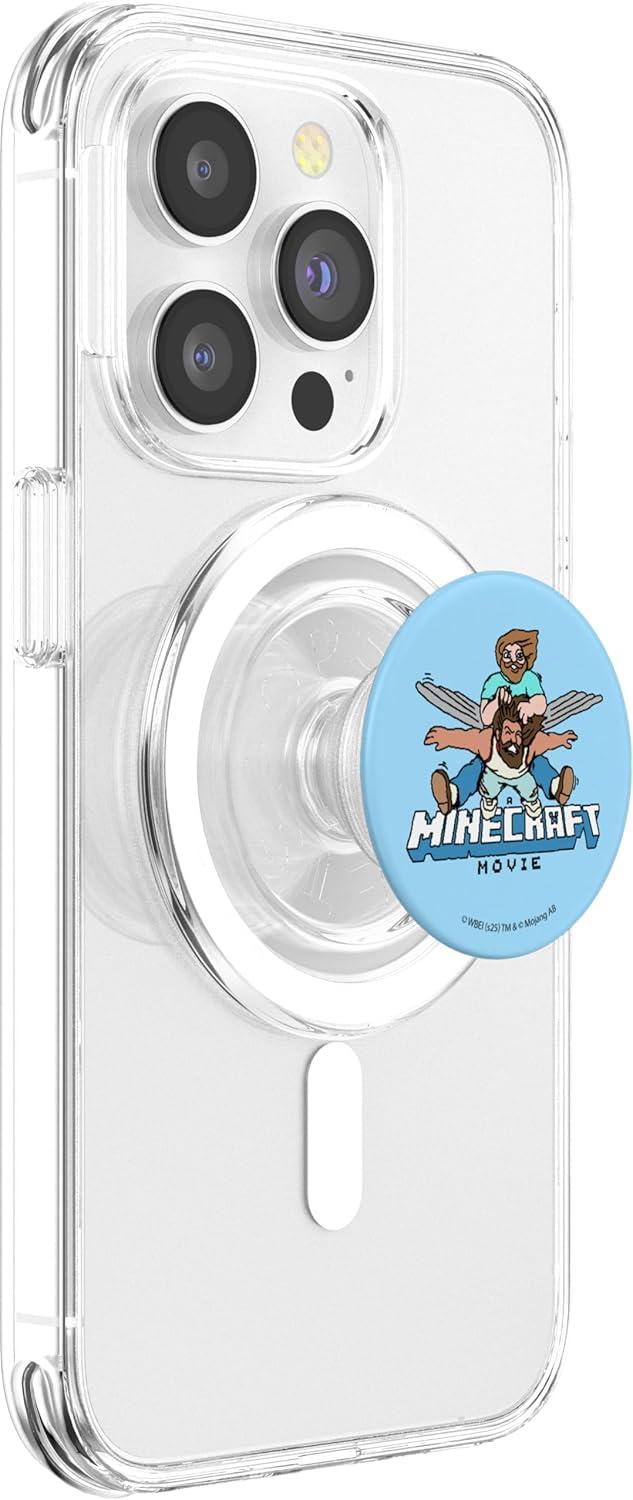 imageA Minecraft Movie Steve And Garret Flying Using Elytras PopSockets Adhesive PopGripMagnetic PopGrip