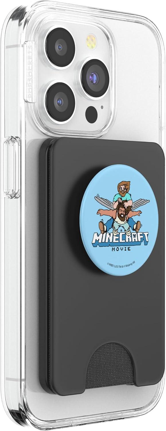 imageA Minecraft Movie Steve And Garret Flying Using Elytras PopSockets Adhesive PopGripMagnetic PopWallet