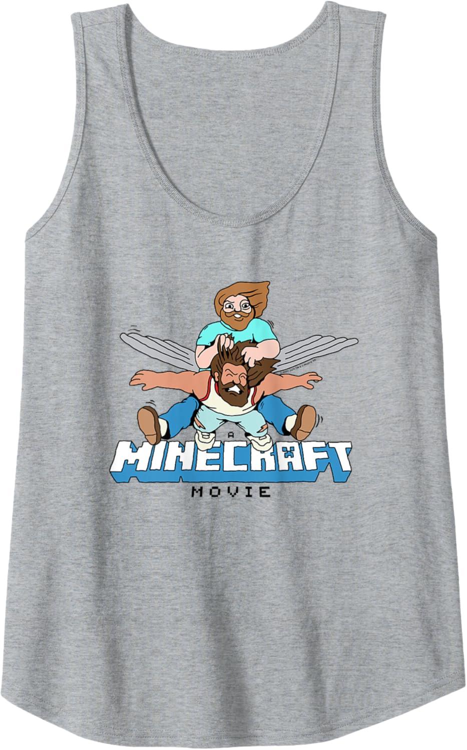 imageA Minecraft Movie Steve And Garret Flying Using Elytras Tank TopHeather Grey