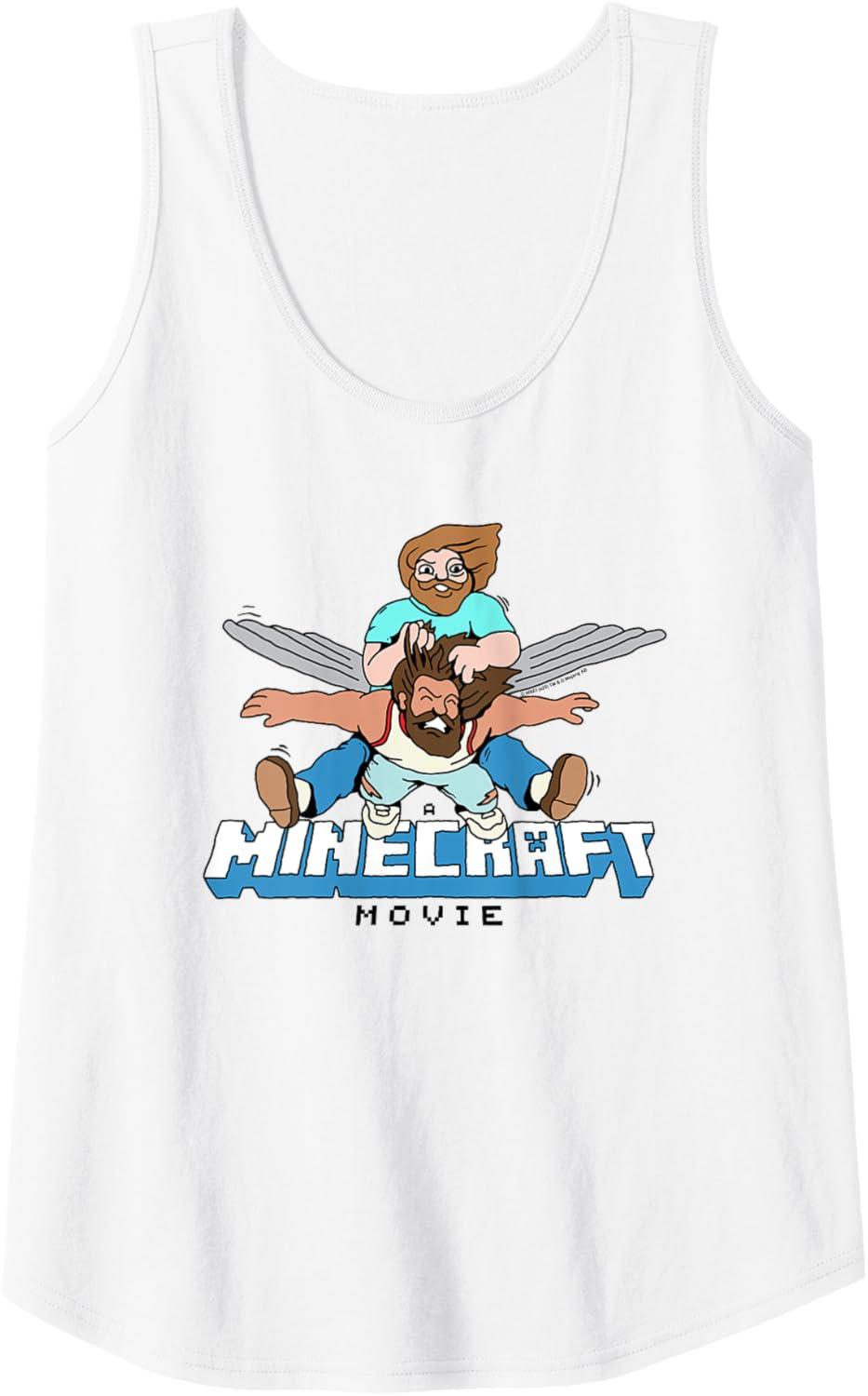 imageA Minecraft Movie Steve And Garret Flying Using Elytras Tank TopWhite